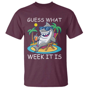 Funny Shark Lover Week T Shirt Week Guess What Week It Is Summer Beach TS02 Maroon Print Your Wear
