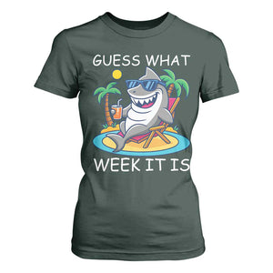Funny Shark Lover Week T Shirt For Women Week Guess What Week It Is Summer Beach TS02 Dark Forest Green Print Your Wear