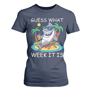 Funny Shark Lover Week T Shirt For Women Week Guess What Week It Is Summer Beach TS02 Navy Print Your Wear