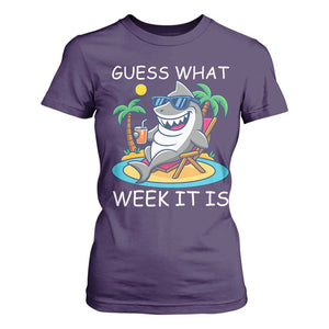 Funny Shark Lover Week T Shirt For Women Week Guess What Week It Is Summer Beach TS02 Purple Print Your Wear