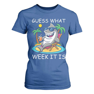 Funny Shark Lover Week T Shirt For Women Week Guess What Week It Is Summer Beach TS02 Royal Blue Print Your Wear