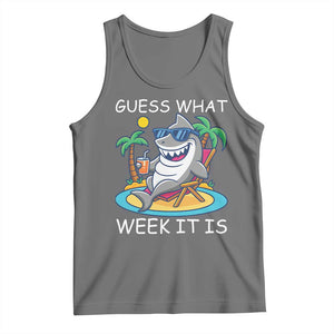 Funny Shark Lover Week Tank Top Week Guess What Week It Is Summer Beach TS02 Black Heather Print Your Wear