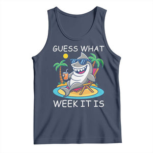 Funny Shark Lover Week Tank Top Week Guess What Week It Is Summer Beach TS02 Navy Print Your Wear