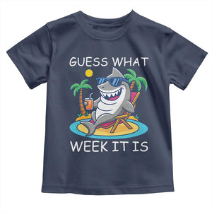 Funny Shark Lover Week Toddler T Shirt Week Guess What Week It Is Summer Beach TS02 Navy Print Your Wear
