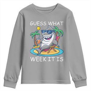 Funny Shark Lover Week Youth Sweatshirt Week Guess What Week It Is Summer Beach TS02 Sport Gray Print Your Wear
