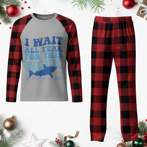 Funny Shark Lover Week Plaid Pajama Set I Wait All Year For This Week Ocean TS02 Buffalo Plaid Print Your Wear