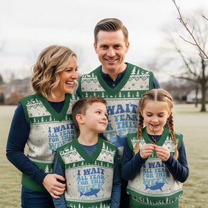 Funny Shark Lover Week V-Neck Knit Sweater Vest I Wait All Year For This Week Ocean TS02 Beige Green Print Your Wear