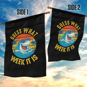 Funny Shark Lover Week Garden Flag Guess What Week It Is Ocean Wildlife Retro Sunset TS02 Print Your Wear