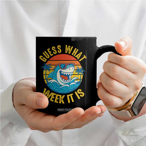 Funny Shark Lover Week Coffee Mug Guess What Week It Is Ocean Wildlife Retro Sunset TS02 Print Your Wear