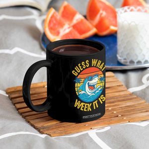 Funny Shark Lover Week Coffee Mug Guess What Week It Is Ocean Wildlife Retro Sunset TS02 Print Your Wear