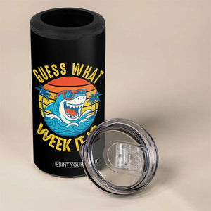 Funny Shark Lover Week 4 in 1 Can Cooler Tumbler Guess What Week It Is Ocean Wildlife Retro Sunset TS02 Print Your Wear