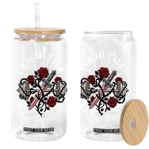 Lift Heavy Read Smut Funny Bookish Fitness Glass Can Vintage Gothic Dagger Roses Weightlifting Spicy Romance Book Lover