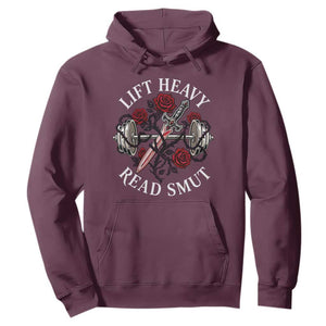 Lift Heavy Read Smut Funny Bookish Fitness Hoodie Vintage Gothic Dagger Roses Weightlifting Spicy Romance Book Lover