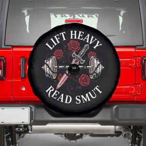 Lift Heavy Read Smut Funny Bookish Fitness Spare Tire Cover Vintage Gothic Dagger Roses Weightlifting Spicy Romance Book Lover