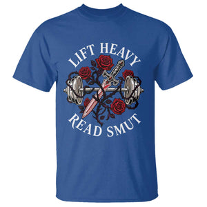 Lift Heavy Read Smut Funny Bookish Fitness T Shirt Vintage Gothic Dagger Roses Weightlifting Spicy Romance Book Lover