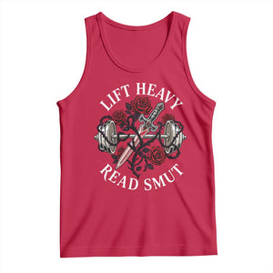 Lift Heavy Read Smut Funny Bookish Fitness Tank Top Vintage Gothic Dagger Roses Weightlifting Spicy Romance Book Lover