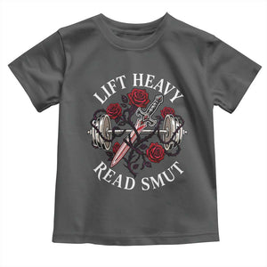 Lift Heavy Read Smut Funny Bookish Fitness Toddler T Shirt Vintage Gothic Dagger Roses Weightlifting Spicy Romance Book Lover