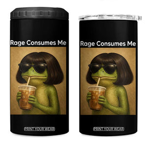 Funny Frog Bob Haircut Rage Consumes Me 4 in 1 Can Cooler Tumbler Renaissance Painting Meme