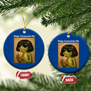 Funny Frog Bob Haircut Rage Consumes Me Ceramic Ornament Renaissance Painting Meme