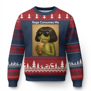 Funny Frog Bob Haircut Rage Consumes Me Ugly Christmas Sweater Renaissance Painting Meme