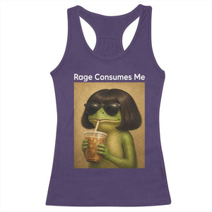 Funny Frog Bob Haircut Rage Consumes Me Racerback Tank Top Renaissance Painting Meme