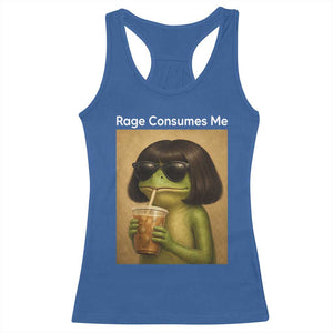 Funny Frog Bob Haircut Rage Consumes Me Racerback Tank Top Renaissance Painting Meme