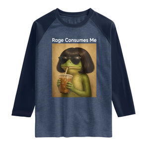 Funny Frog Bob Haircut Rage Consumes Me Raglan Shirt Renaissance Painting Meme