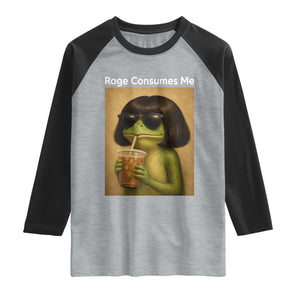 Funny Frog Bob Haircut Rage Consumes Me Raglan Shirt Renaissance Painting Meme