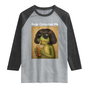Funny Frog Bob Haircut Rage Consumes Me Raglan Shirt Renaissance Painting Meme