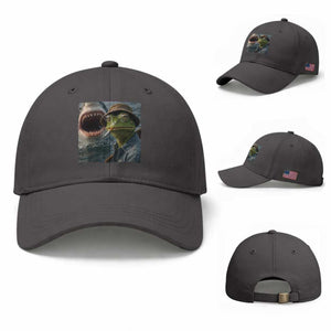 Unbothered Frog Smoking Cigarette Meme Baseball Cap Cinematic Shark Attack Calmness Graphic Dark Humor