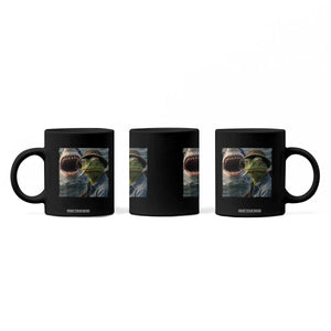 Unbothered Frog Smoking Cigarette Meme Coffee Mug Cinematic Shark Attack Calmness Graphic Dark Humor