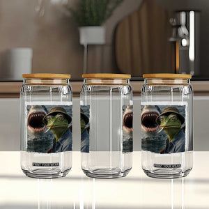 Unbothered Frog Smoking Cigarette Meme Glass Can Cinematic Shark Attack Calmness Graphic Dark Humor