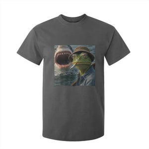 Unbothered Frog Smoking Cigarette Meme T Shirt For Kid Cinematic Shark Attack Calmness Graphic Dark Humor