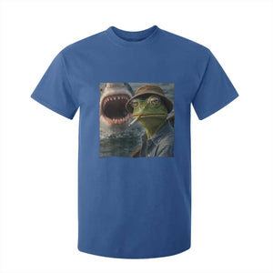Unbothered Frog Smoking Cigarette Meme T Shirt For Kid Cinematic Shark Attack Calmness Graphic Dark Humor