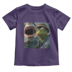 Unbothered Frog Smoking Cigarette Meme Toddler T Shirt Cinematic Shark Attack Calmness Graphic Dark Humor