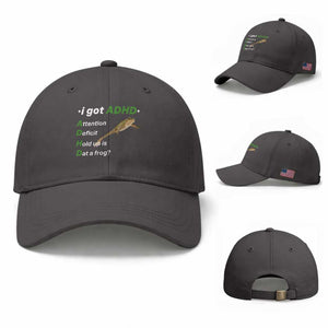 I Got ADHD Attention Deficit Hold Up Is Dat A Frog Baseball Cap Neurodiversity Humor Weirdcore