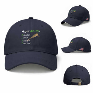 I Got ADHD Attention Deficit Hold Up Is Dat A Frog Baseball Cap Neurodiversity Humor Weirdcore