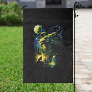 Cosmic Frog Howling At Moon Parody Graphic Garden Flag Vintage 90s Retro Fantasy Meme