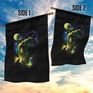 Cosmic Frog Howling At Moon Parody Graphic Garden Flag Vintage 90s Retro Fantasy Meme