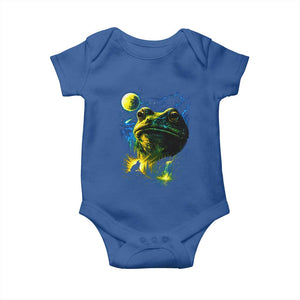 Cosmic Frog Howling At Moon Parody Graphic Baby Onesie Vintage 90s Retro Fantasy Meme