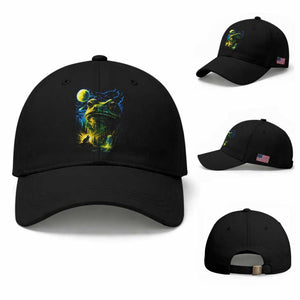 Cosmic Frog Howling At Moon Parody Graphic Baseball Cap Vintage 90s Retro Fantasy Meme