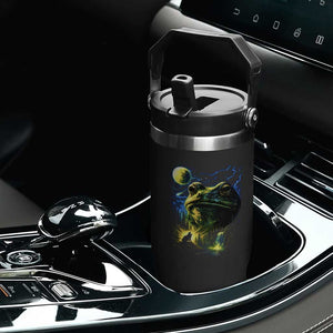 Cosmic Frog Howling At Moon Parody Graphic Flip Straw Tumbler Vintage 90s Retro Fantasy Meme