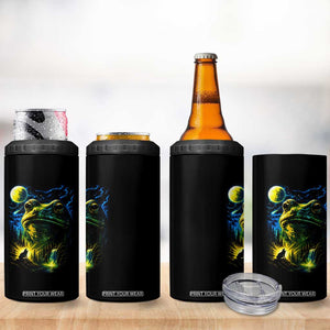 Cosmic Frog Howling At Moon Parody Graphic 4 in 1 Can Cooler Tumbler Vintage 90s Retro Fantasy Meme