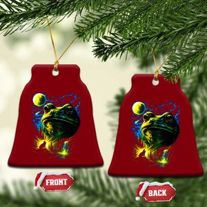 Cosmic Frog Howling At Moon Parody Graphic Ceramic Ornament Vintage 90s Retro Fantasy Meme