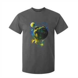Cosmic Frog Howling At Moon Parody Graphic T Shirt For Kid Vintage 90s Retro Fantasy Meme