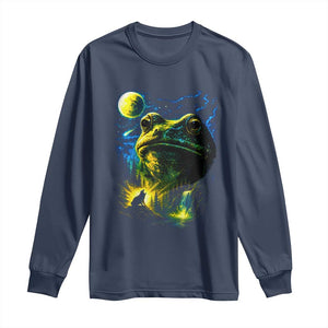 Cosmic Frog Howling At Moon Parody Graphic Long Sleeve Shirt Vintage 90s Retro Fantasy Meme