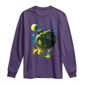 Cosmic Frog Howling At Moon Parody Graphic Long Sleeve Shirt Vintage 90s Retro Fantasy Meme