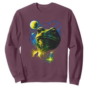 Cosmic Frog Howling At Moon Parody Graphic Sweatshirt Vintage 90s Retro Fantasy Meme