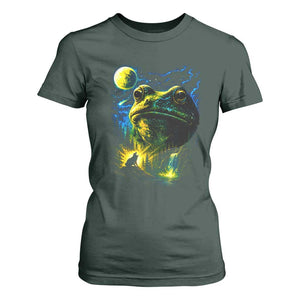 Cosmic Frog Howling At Moon Parody Graphic T Shirt For Women Vintage 90s Retro Fantasy Meme