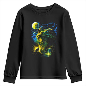 Cosmic Frog Howling At Moon Parody Graphic Youth Sweatshirt Vintage 90s Retro Fantasy Meme